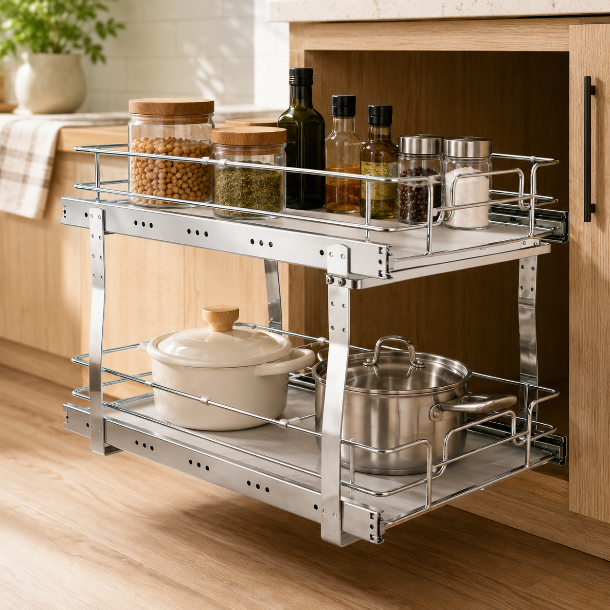 2-Tier Wire Cabinet Organizer